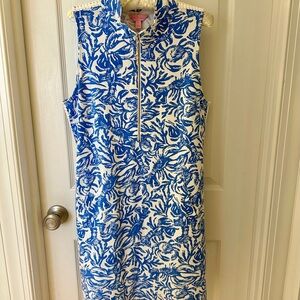Lilly Pulitzer Blue and White Sleeveless Sheath Dress